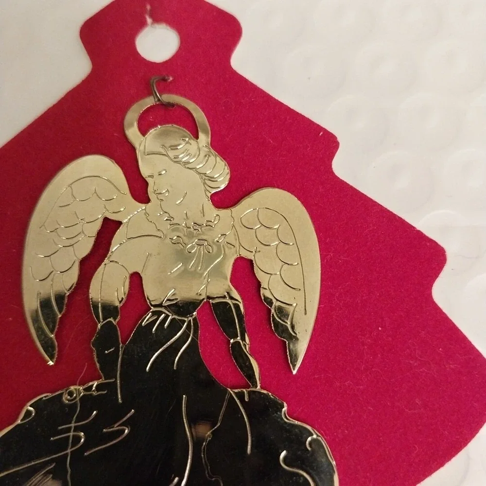 CUTE Lot Of 2 G. Duchin Brass MOTHER & FATHER Christmas Tree Ornament 1979 Gift